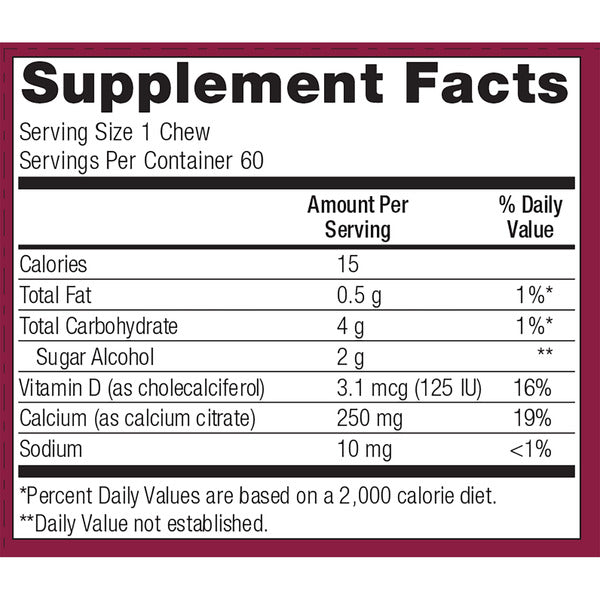 Bariatric Advantage Calcium Citrate Chewy Bite 250mg Nutrition