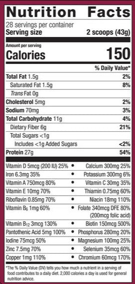 Vanilla Bariatric Advantage HPMR Protein Shake Nutrition Facts