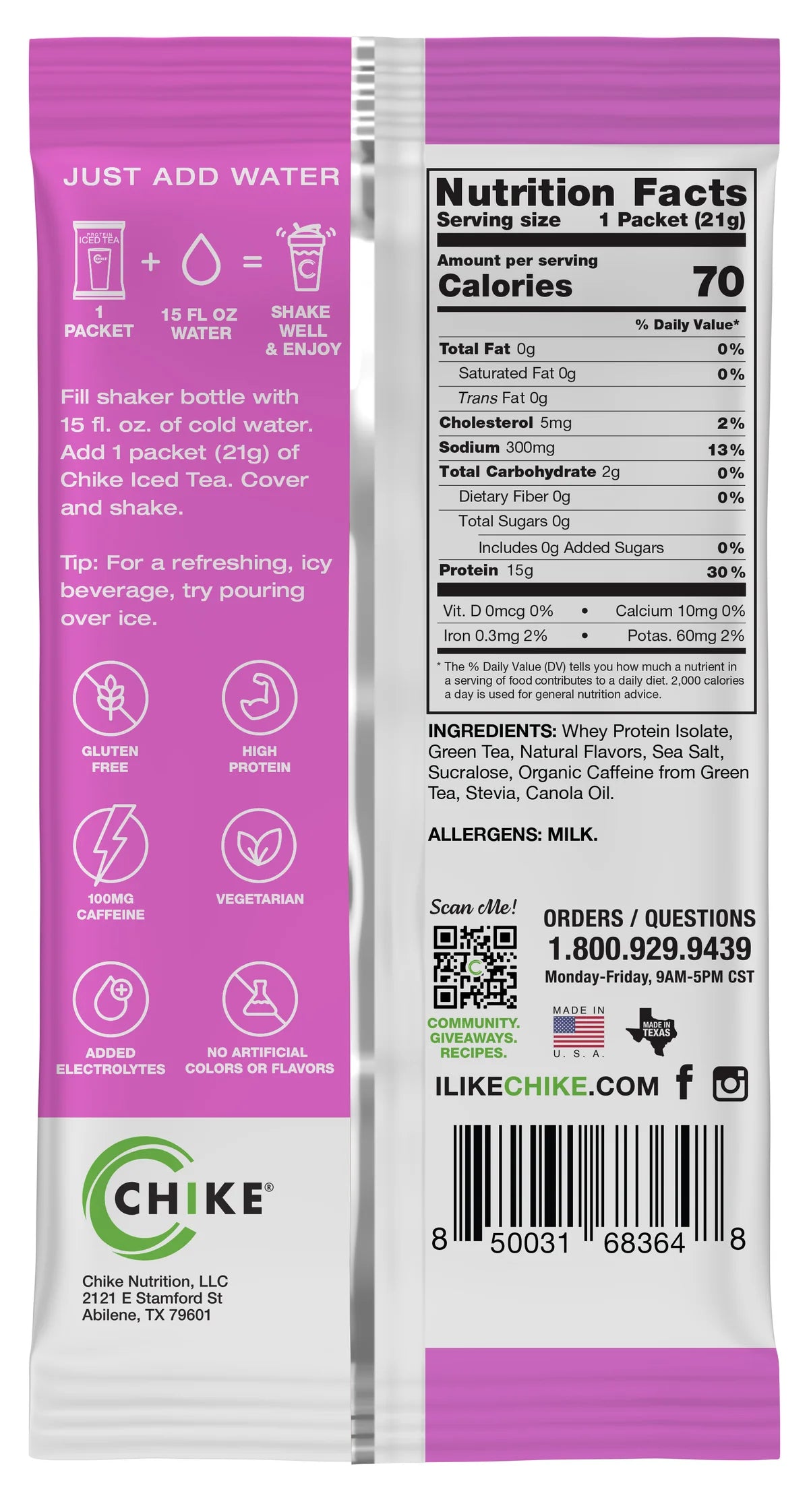 Chike Protein Iced Tea Single Packets