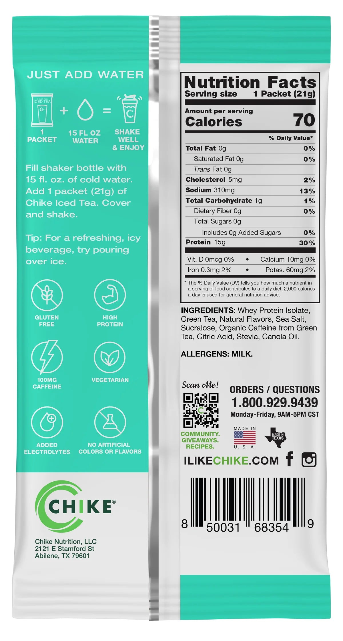 Chike Protein Iced Tea Single Packets